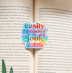 Easily Distracted By Books Holographic Sticker