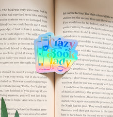 Crazy Book Lady Holographic Sticker