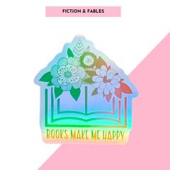 Books Make Me Happy Holographic Sticker