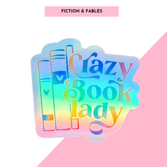 Crazy Book Lady Holographic Sticker