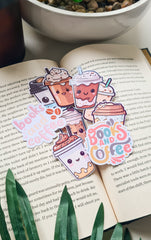 Cute Coffee and Books Sticker Bundle